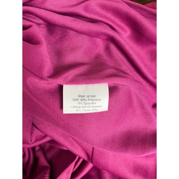 Revolve Katie May Dress So Juicy Hi-Lo Pink Peacock Ruched Crepe Size Large - Picture 11 of 12